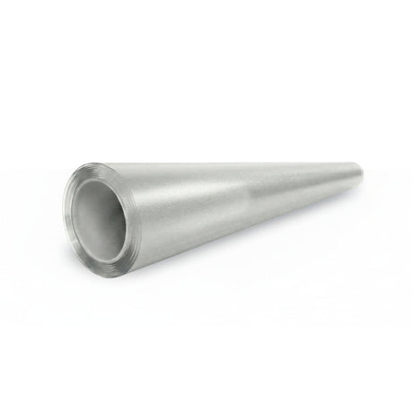 A rolled sheet of Transparent Matte Sparkle SelfRepair Nano-Coated PPF, forming a hollow conical tube with wide and narrow ends on a white background, highlights innovative self-repairing nanotechnology.