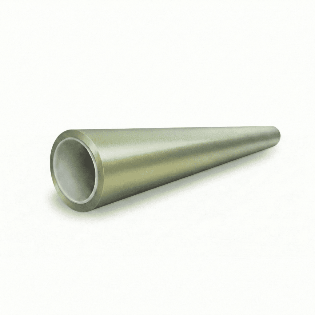 A Satin Khaki Green SelfRepair Nano-Coated PPF cone-shaped pipe with a wide opening tapers to a narrow end, featuring a matte finish and displayed on a plain white background.