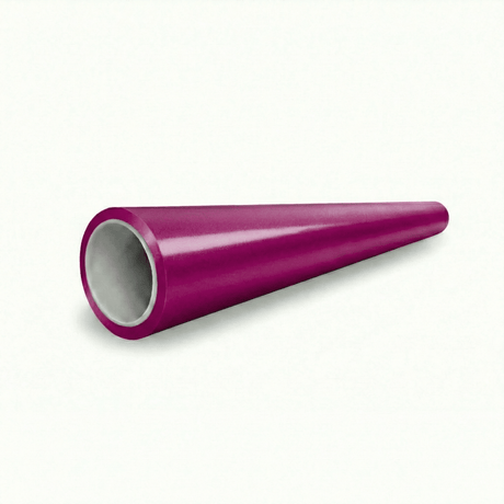 A long, tapered, hollow cylinder featuring a Gem Red Glossy SelfRepair Nano-Coated PPF exterior and light gray interior, ideal for automotive paint protection, displayed on a plain white background.