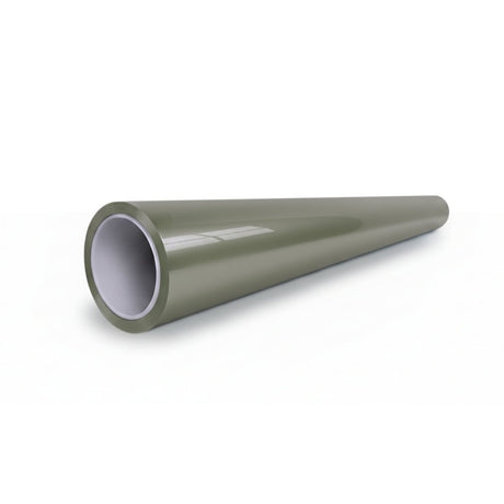 The Alpine Green Liquid Metallic Glossy SelfRepair Nano-Coated PPF features a glossy, tapered greenish-gray pipe with a white interior, providing superior protection. Shown on a plain white background.