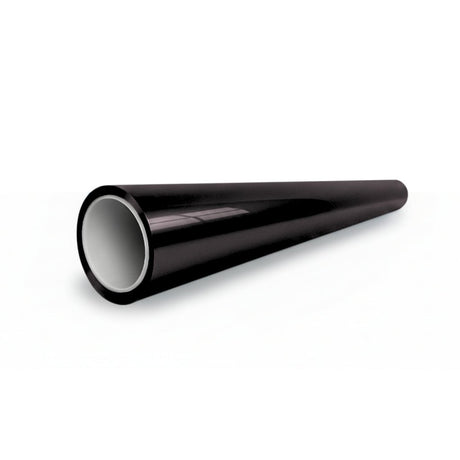 A Black Glossy SelfRepair Nano-Coated PPF pipe with a white inner lining is displayed on a white surface, its open end facing the viewer to showcase the protective effect of the nano-coated film.