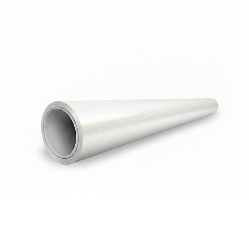 An Arctic White Sparkle Glossy SelfRepair Nano-Coated PPF metallic hollow cone sits on a white background, its wide end facing the viewer and the narrow end tapering away.