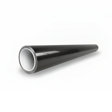 A glossy black, cone-shaped tube of Diamond Black Gold Glossy SelfRepair Nano-Coated Nexthor™ PPF rests on a white surface, its wide opening contrasting with the narrow, closed tip.