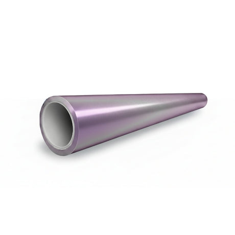 The Charm Silver to Purple Matte SelfRepair Nano-Coated PPF, a hollow metallic cone tube with an iridescent purple nano finish, is displayed against a white background.