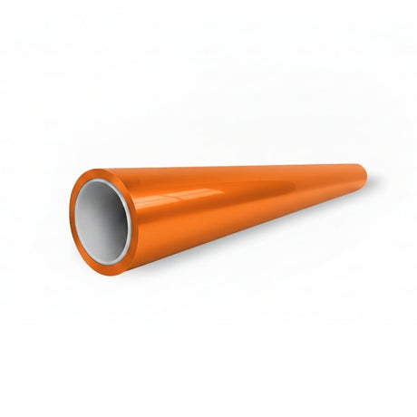 A shiny orange traffic cone, coated with Diamond Racing Orange Glossy SelfRepair Nano-Coated Nexthor™ PPF, rests on its side with its base visible against a plain white background.