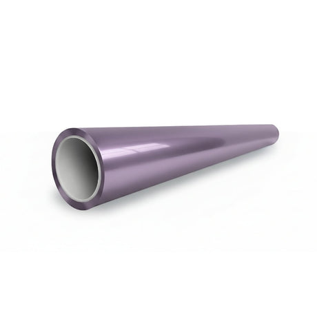 A smooth, metallic purple hollow tube coated in Sunshine Purple Liquid Metallic Matte SelfRepair Nano-Coated PPF lies on a white surface. Its wider opening faces the viewer, tapering gracefully to a narrow end in the distance.