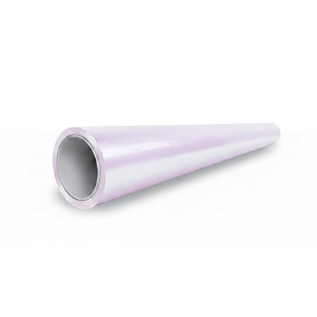 A metallic light purple cylindrical tube with a shiny surface lies on its side against a white background, displaying the White Diamond Purple Glossy SelfRepair Nano-Coated PPF.