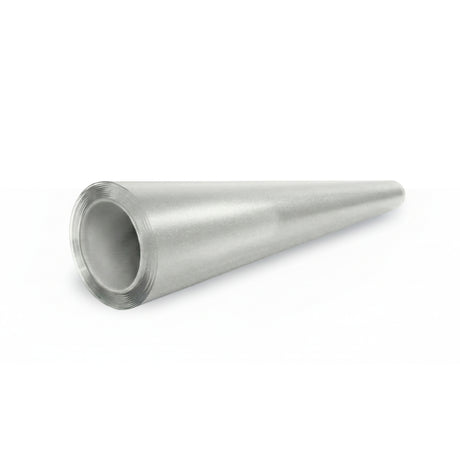 A rolled sheet of Transparent Matte Sparkle SelfRepair Nano-Coated PPF, forming a hollow conical tube with wide and narrow ends on a white background, highlights innovative self-repairing nanotechnology.