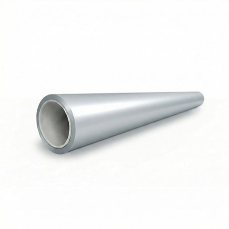 A metallic, hollow, silver cone with a wide opening and a narrow closed tip is displayed on a plain background resembling Satin Ceramic White SelfRepair Nano-Coated PPF.