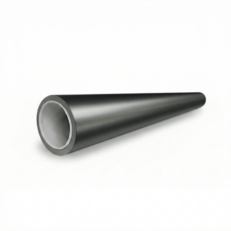 A hollow, conical pipe with a smooth surface and Satin Liquid Metallic Gray SelfRepair Nano-Coated PPF finish, tapering from a wide opening to a narrow end, is shown against a white background.