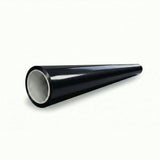 A black, cylindrical pipe with a glossy finish, similar to the Diamond Havana Black Glossy SelfRepair Nano-Coated PPF, is displayed on a white background and viewed from an angle near its wide open end.