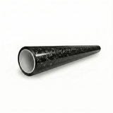 A Forged Carbon Graphite Self-Healing Nano-Coated PPF tube with a glossy, carbon-patterned black finish. The hollow cylindrical tube tapers slightly on a white surface, its open end facing the viewer.