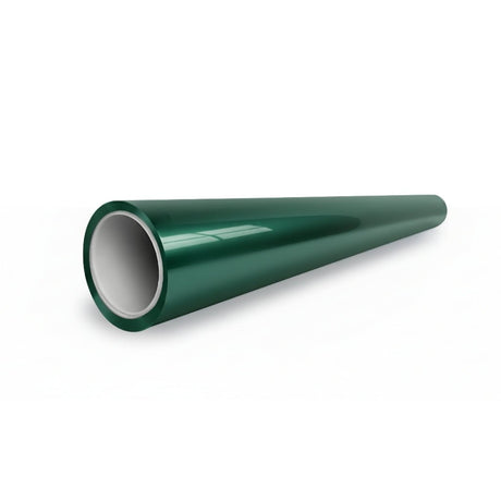 A green cylindrical pipe with a glossy, smooth surface and open end, protected by Agate Green Liquid Metallic Glossy SelfRepair Nano-Coated PPF, viewed at an angle against a plain white background.
