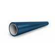 A shiny, hollow Deep Blue Glossy SelfRepair Nano-Coated PPF pipe with a smooth surface lies diagonally on a white background, its wide opening facing the viewer.