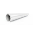 A white, cylindrical, hollow plastic pipe tapers to a narrower end and lies on a white surface with the wider opening facing the viewer, resembling an aplikátor for Metallic White Glossy SelfRepair Nano-Coated PPF.