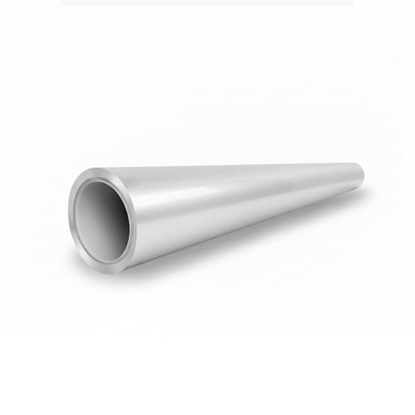 A shiny, metallic, hollow cylinder with a conical shape lies on a white surface, its exterior reflecting hints of British Green beneath a sleek White Diamond Glossy SelfRepair Nano-Coated PPF film.