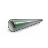 A metallic, tapered cylindrical pipe with a shiny greenish surface and protected by Gray to Green Charm Glossy SelfRepair Nano-Coated PPF lies horizontally on a white background, its wider opening facing the viewer.