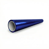 A cylindrical tube with a hollow interior, coated in Diamond Gentian Blue Glossy SelfRepair Nano-Coated PPF, lies diagonally on a white background.