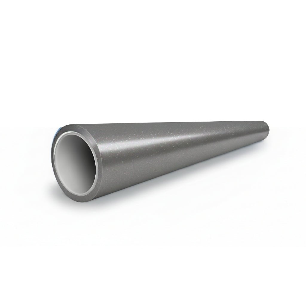 A large, hollow, metallic gray cone lies on its side against a white background, its surface matching the AMG Mountain Gray Matte SelfRepair Nano-Coated PPF, with the wide end forward and the narrow end pointing back.