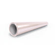 A glossy, light pink metallic tube of Pearl Blossom Pink Glossy SelfRepair Nano-Coated Nexthor™ PPF, wide at one end and tapering to a point, lies on a white background, highlighting the elegant finish of this protective film.