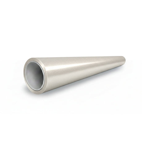 A Satin Liquid Metallic Bronze SelfRepair Nano-Coated PPF tube, metallic and cone-shaped, lies horizontally on a white surface with its wider end facing the viewer.
