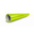 A shiny, lime-green São Paulo Glossy SelfRepair Nano-Coated PPF cone with a hollow center sits on a white surface, its glossy finish tapering from a wide opening to a narrow point.