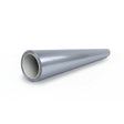 A smooth, metallic cylindrical pipe with a hollow interior lies horizontally on a white surface, its surface gleaming as if protected by Volcano Gray Glossy SelfRepair Nano-Coated PPF.
