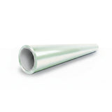 A shiny, light green cylindrical tube with a hollow center lies diagonally on a white background, resembling the White Diamond Green Glossy SelfRepair Nano-Coated PPF—a protective film with self-repairing nano technology. The wider end faces the viewer.