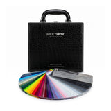 The Nexthor PPF Sample Kit (All Colors) features a black textured carrying case labeled NEXTHOR, with a semi-circle fan of vibrant color and finish swatches displayed in front.